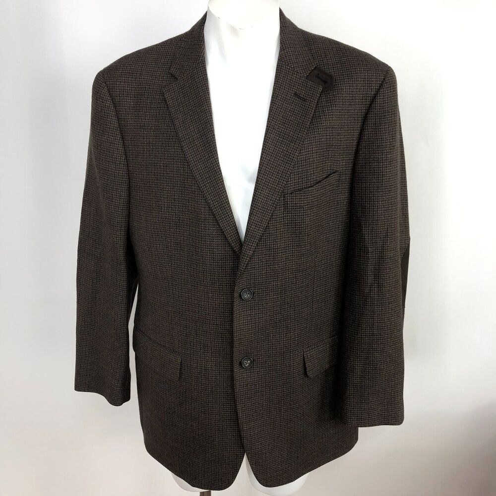 Tommy Hilfiger Elbow Patch Men's 42 R 100% Wool Button Sport Coat Jacket Brown